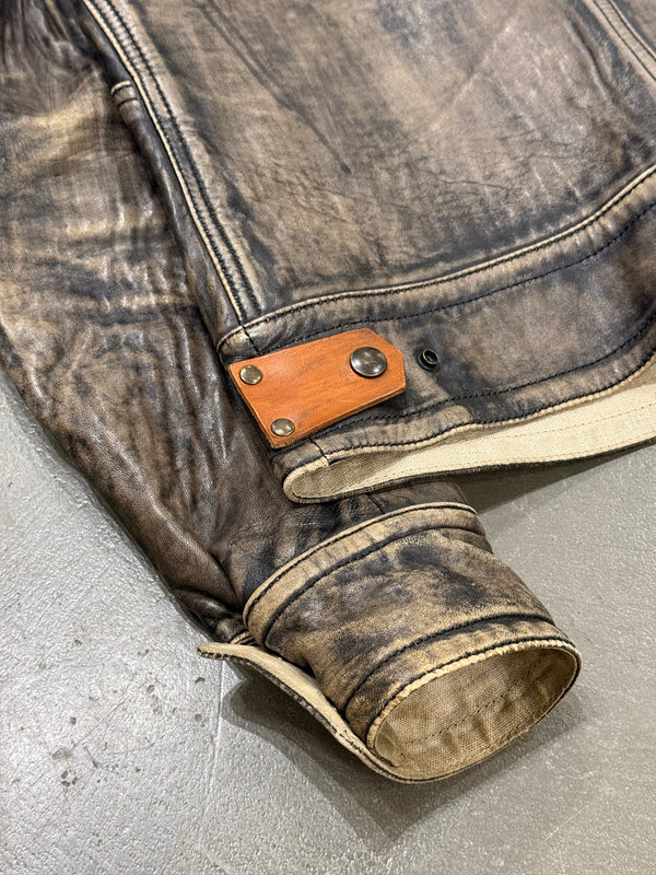 2000s Isaac Sellam distressed leather biker jacket