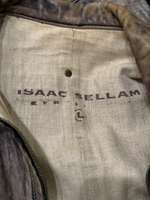 2000s Isaac Sellam distressed leather biker jacket