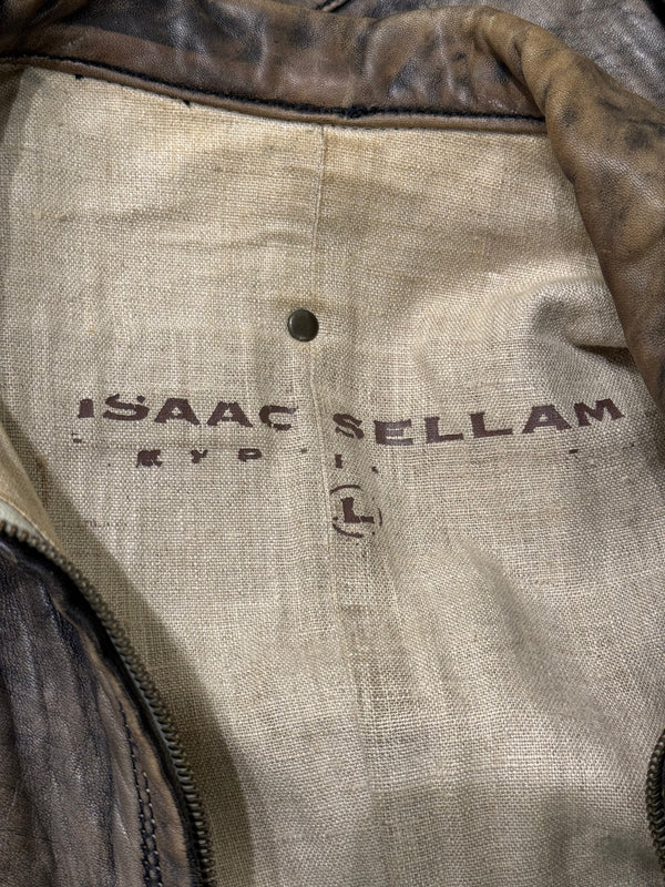 2000s Isaac Sellam distressed leather biker jacket