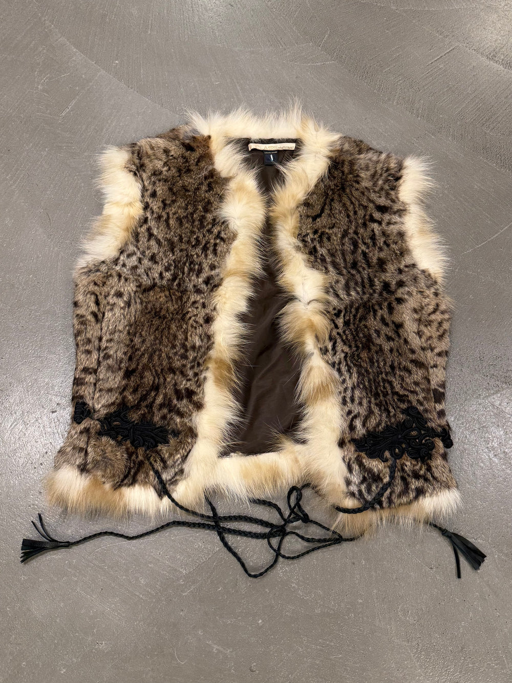 2000s Roberto Cavalli leopard print fur vest