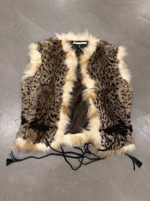 2000s Roberto Cavalli leopard print fur vest