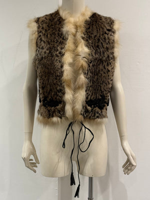2000s Roberto Cavalli leopard print fur vest
