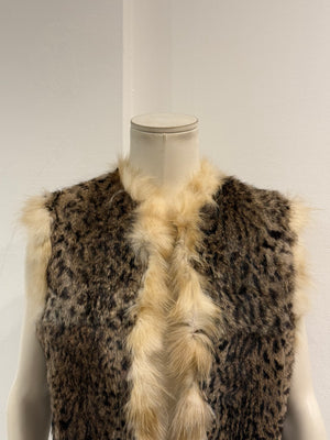 2000s Roberto Cavalli leopard print fur vest