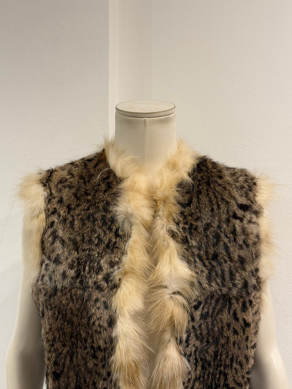 2000s Roberto Cavalli leopard print fur vest