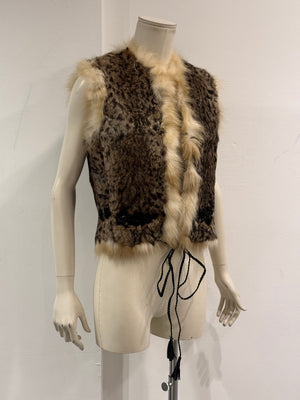2000s Roberto Cavalli leopard print fur vest