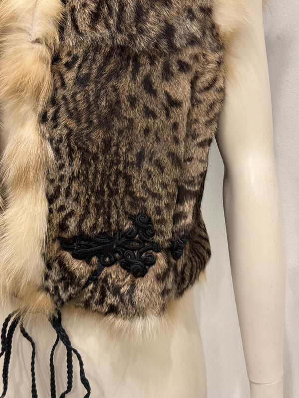 2000s Roberto Cavalli leopard print fur vest