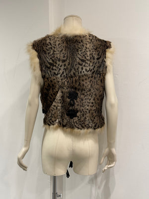 2000s Roberto Cavalli leopard print fur vest