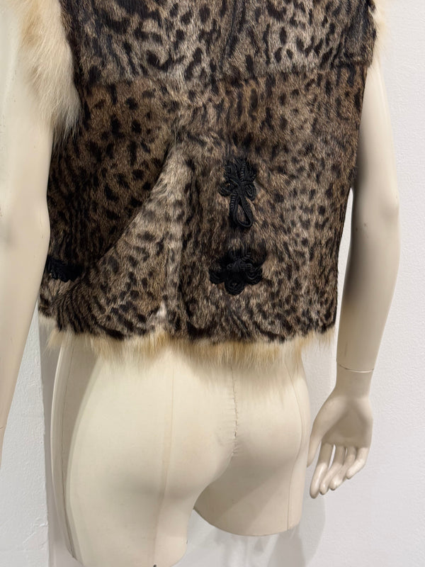 2000s Roberto Cavalli leopard print fur vest