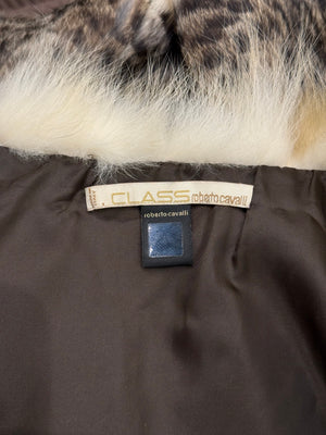 2000s Roberto Cavalli leopard print fur vest