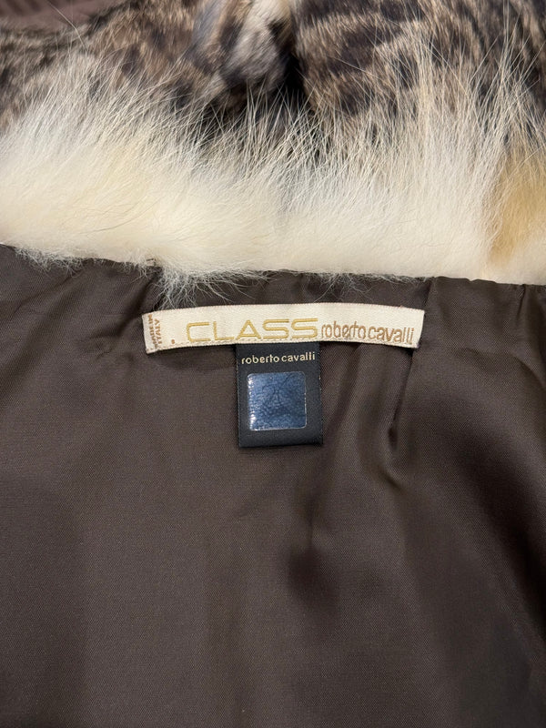 2000s Roberto Cavalli leopard print fur vest
