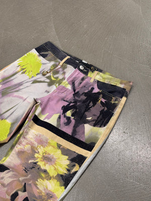 2000s Cavalli psychedelic print bootcut jeans