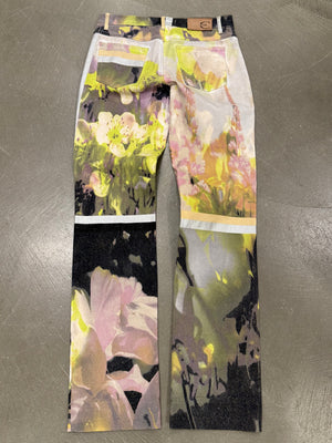 2000s Cavalli psychedelic print bootcut jeans