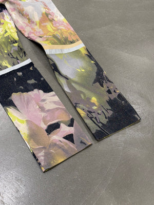 2000s Cavalli psychedelic print bootcut jeans