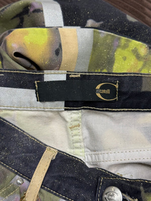 2000s Cavalli psychedelic print bootcut jeans