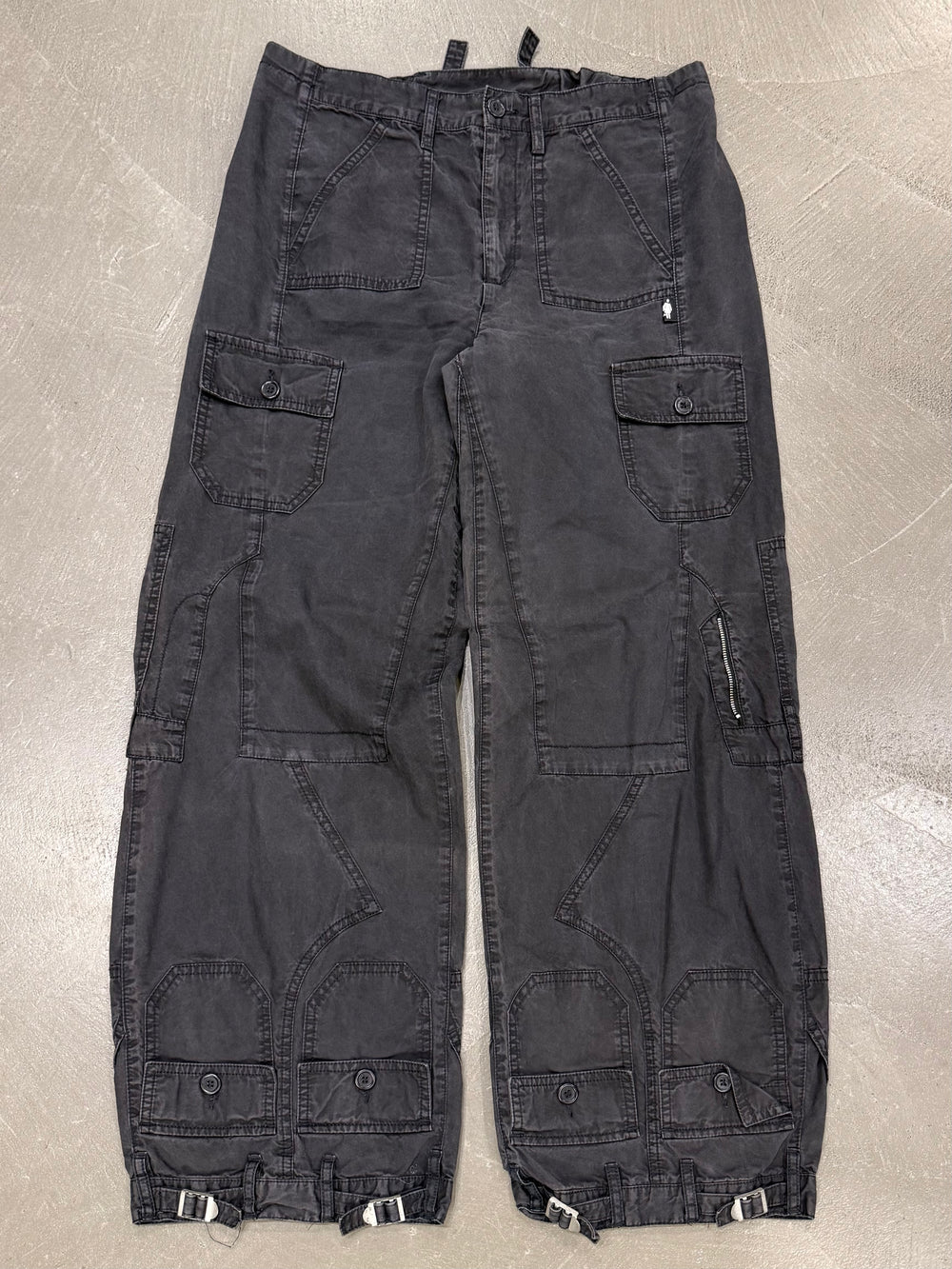 2000s Jean Paul Gaultier leg waist upside-down multi-pocket pants