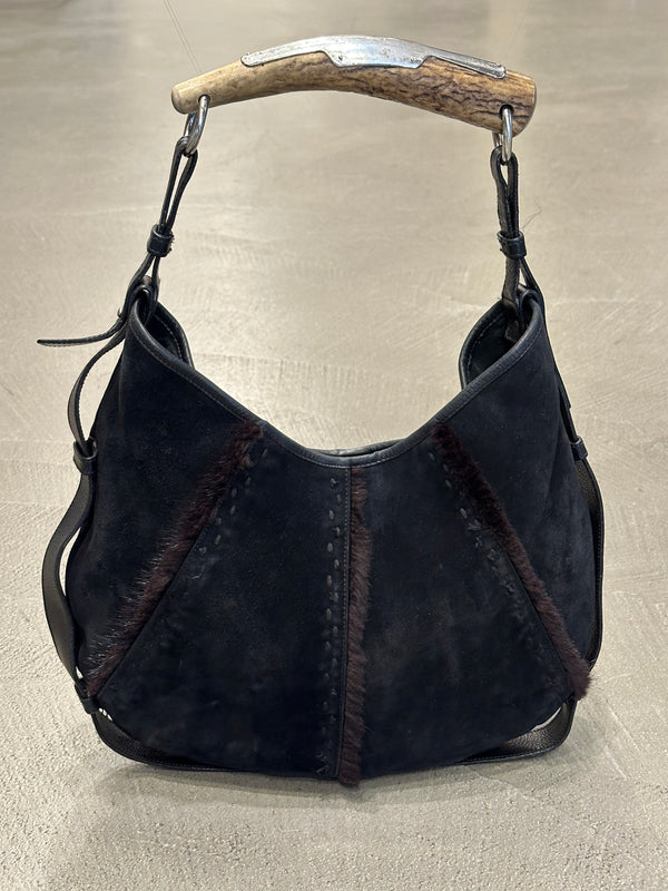 2002 Yves Saint Laurent Mombasa suede bag