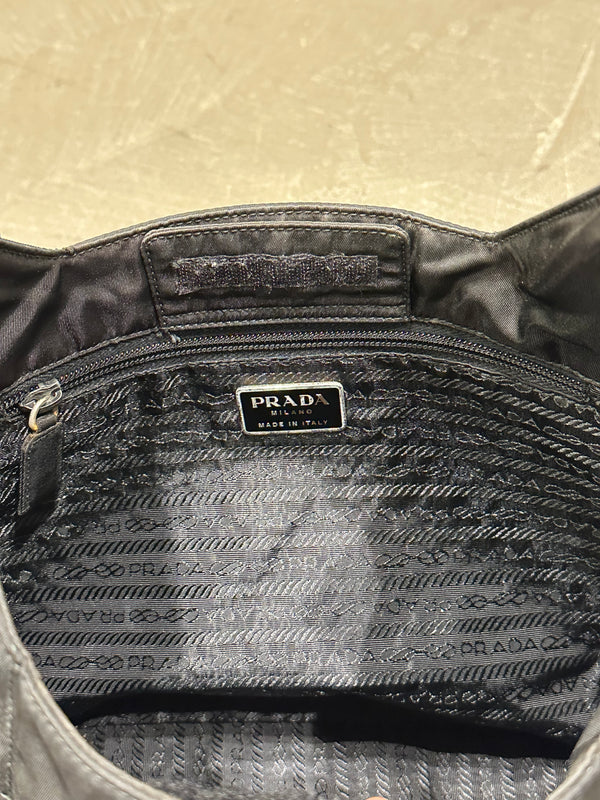 1990s Prada quilted nylon hobo bag with Lucite chain