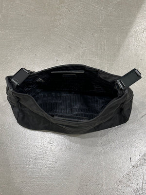 1990s Prada quilted nylon hobo bag with Lucite chain