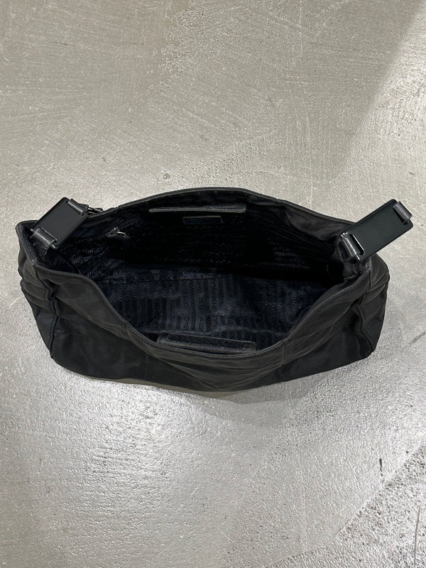 1990s Prada quilted nylon hobo bag with Lucite chain