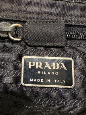 1990s Prada quilted nylon hobo bag with Lucite chain
