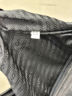 1990s Prada quilted nylon hobo bag with Lucite chain