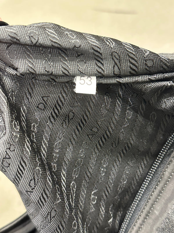 1990s Prada quilted nylon hobo bag with Lucite chain