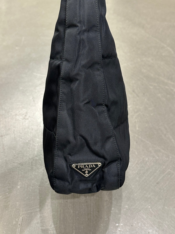 1990s Prada quilted nylon hobo bag with Lucite chain