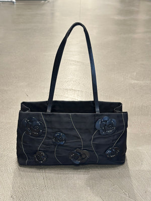 S/S2003 Prada floral appliqué nylon tote bag