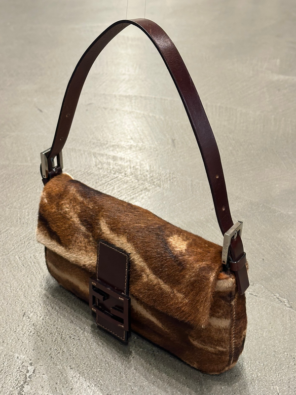 F/W2001 Fendi printed pony hair Baguette bag
