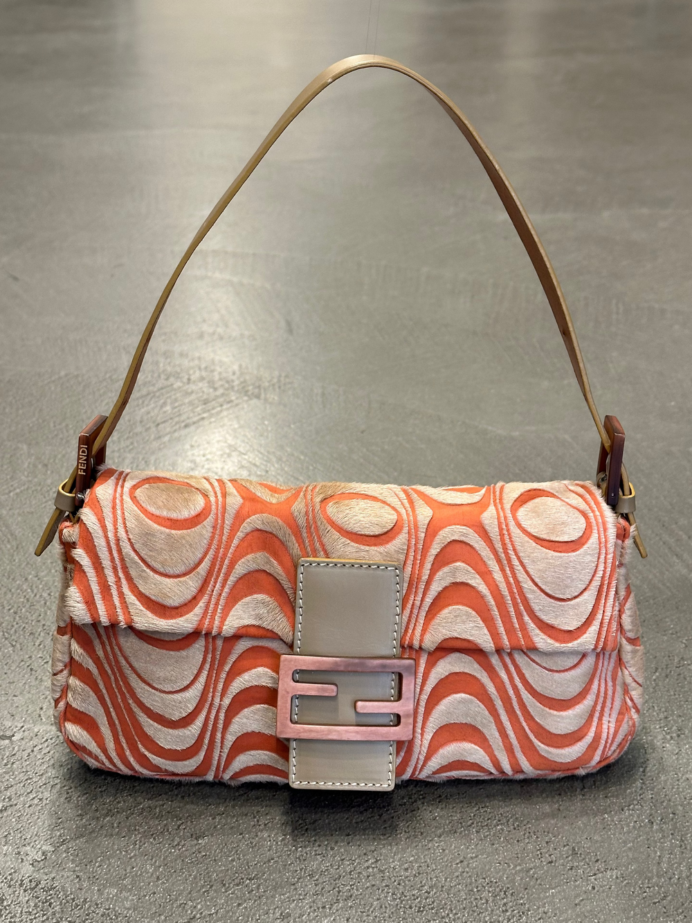 S/S2001 Fendi asymmetrical pony hair Baguette bag