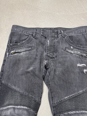 Balmain dark grey distressed denim jeans