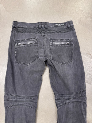 Balmain dark grey distressed denim jeans