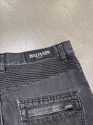 Balmain dark grey distressed denim jeans