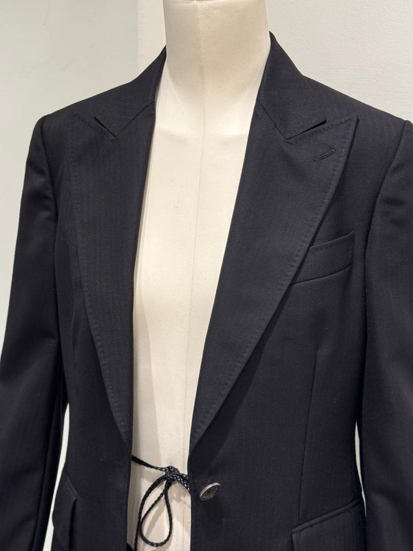 A/W2002 Gucci by Tom Ford blazer and skirt set with leather cord