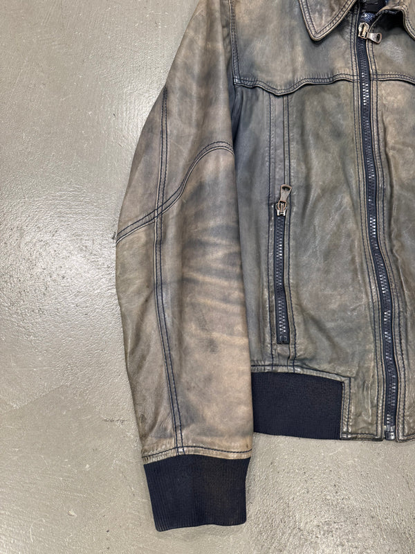 2000s Dolce & Gabbana faded leather bomber jacket