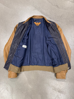 1980s Giorgio Armani colorblock leather bomber jacket