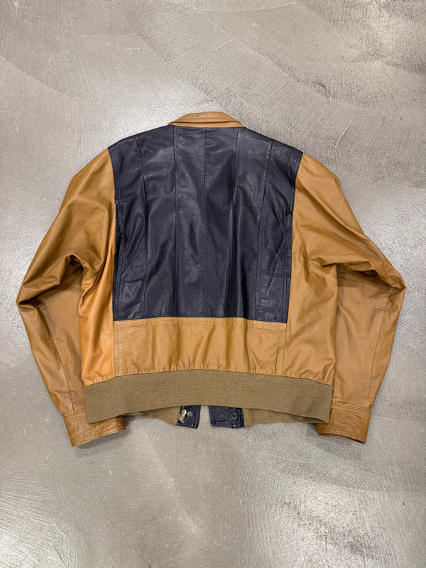 1980s Giorgio Armani colorblock leather bomber jacket
