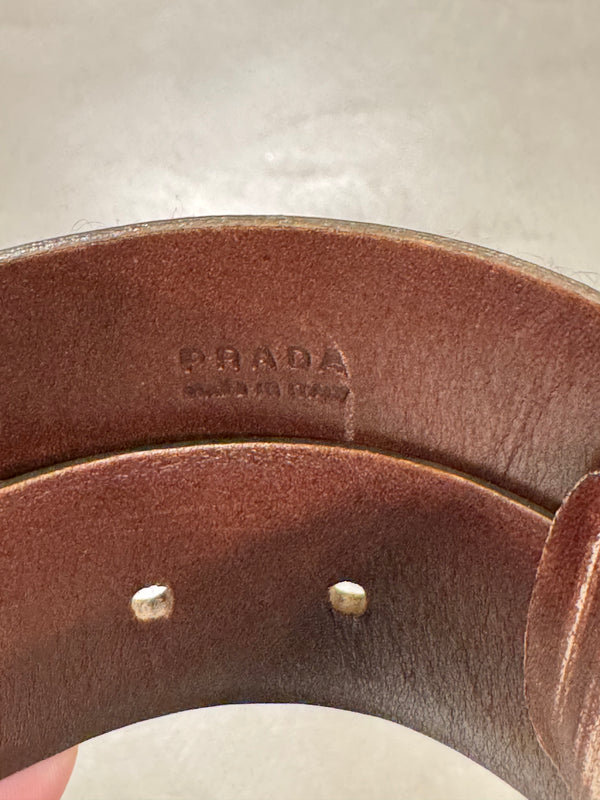 2000s Prada pony hair leopard belt