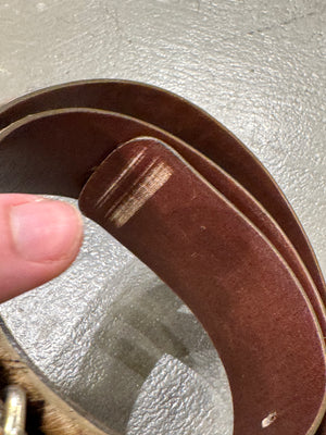 2000s Prada pony hair leopard belt