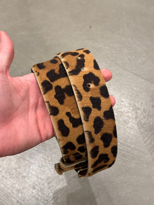 2000s Prada pony hair leopard belt