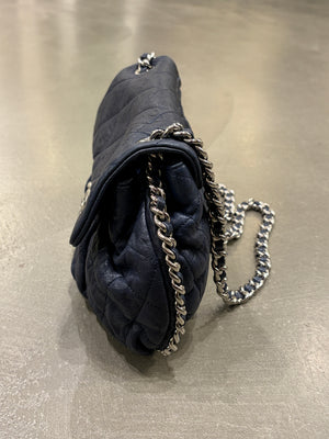2014 Chanel matelasse chain blue leather bag
