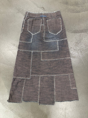 2000s Jean Paul Gaultier denim patchwork set (top + long skirt)