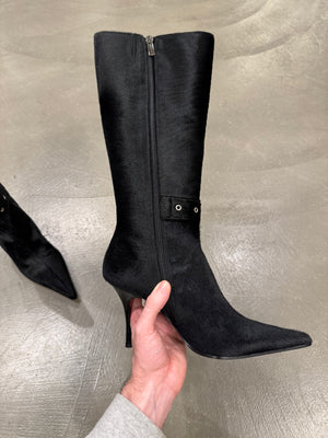 2000s Cavalli pony hair high heel boots