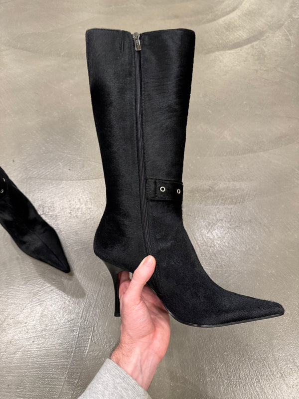 2000s Cavalli pony hair high heel boots