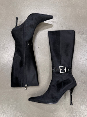 2000s Cavalli pony hair high heel boots