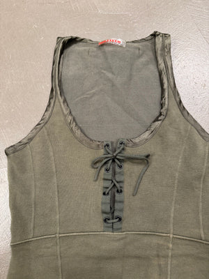 2000s Prada sleeveless lace-up tank top
