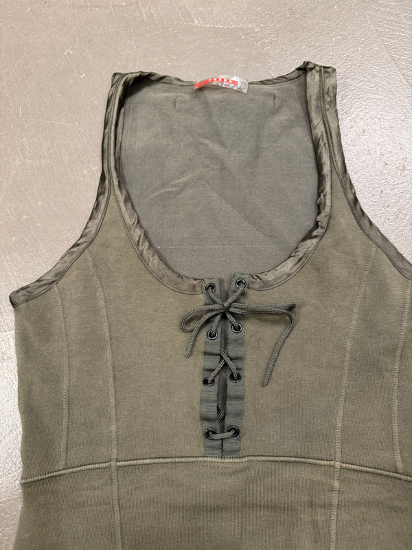 2000s Prada sleeveless lace-up tank top