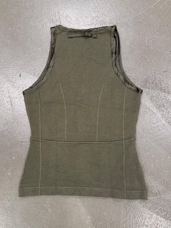 2000s Prada sleeveless lace-up tank top