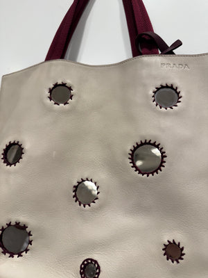 1999 Prada silver mirror tote bag