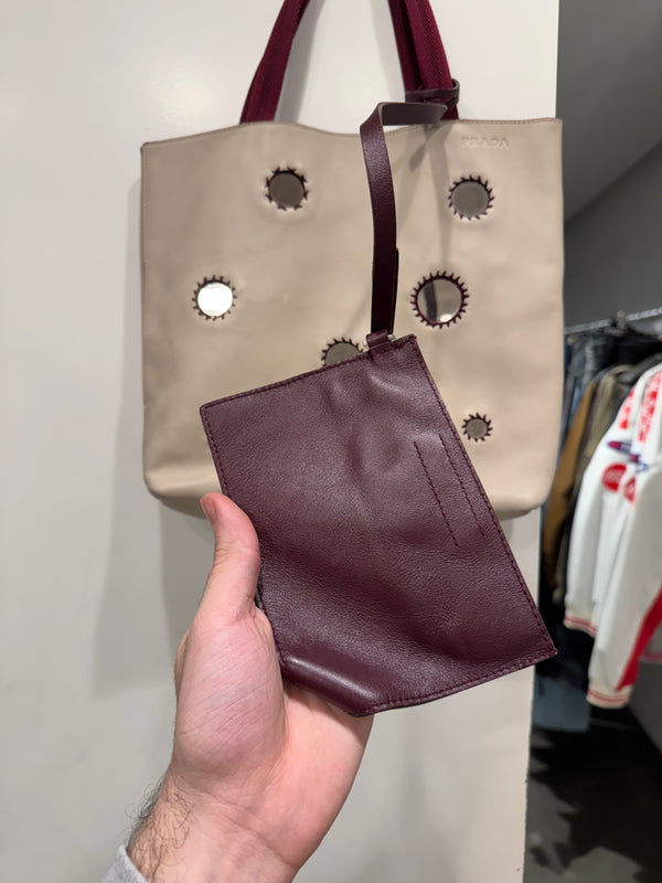 1999 Prada silver mirror tote bag